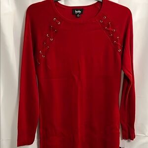 By & By Red Lace-Up Detail Women's Top